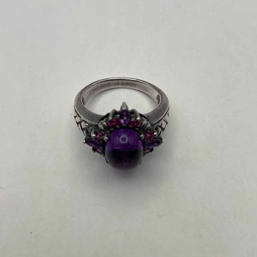 Suarti Sterling Silver Purple Amethyst Cabochon Pink Tourmaline Ring Size 8 - Picture 12 of 15
